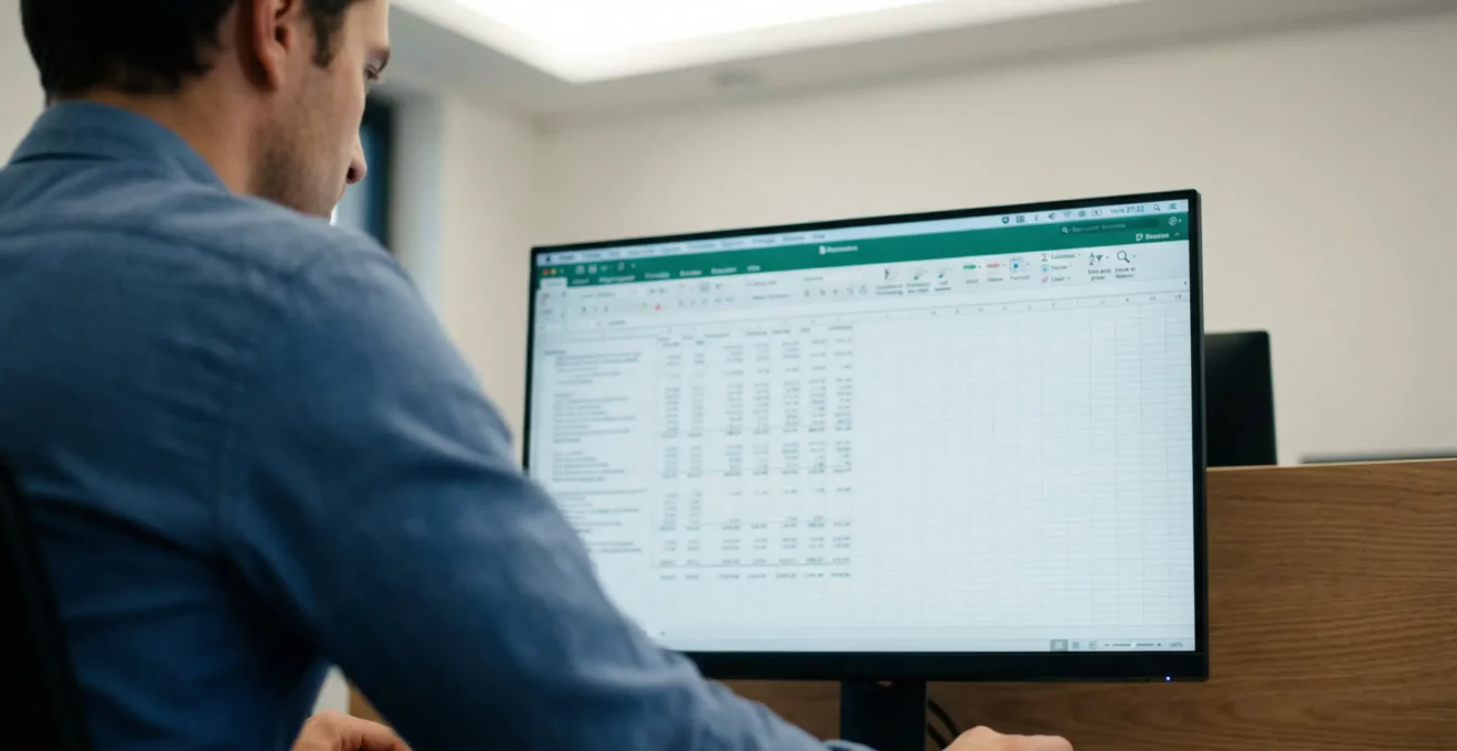 Consultation d'un tableur de calcul d'indemnités PSE sur écran d'ordinateur